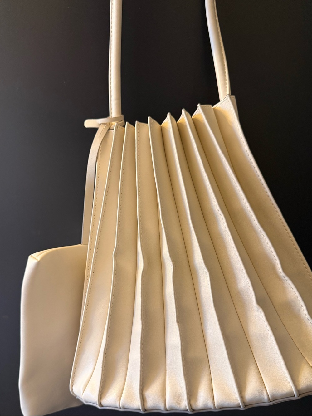 a new day Cream Pleated Accordion Shoulder Bag